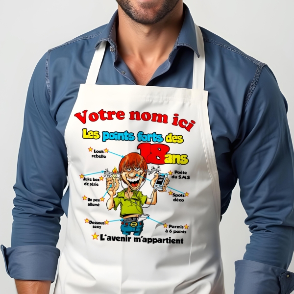 Tablier Anniversaire 18ans homme personnalisé