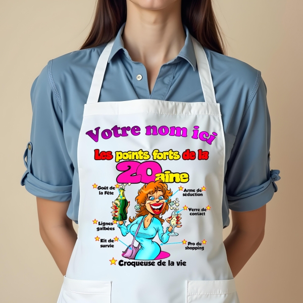 Tablier Anniversaire 20ans femme personnalisé