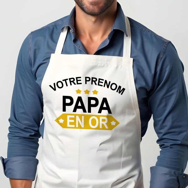 Tablier Papa en Or personnalisé