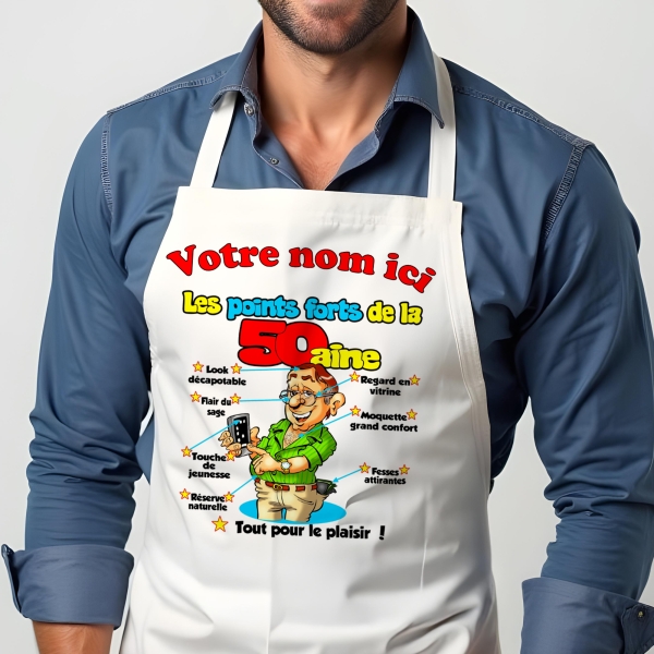 Tablier Anniversaire 50ans homme personnalisé