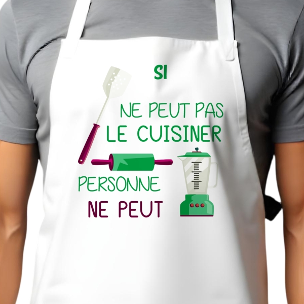 Tablier adulte blanc cuisiner personnalisé