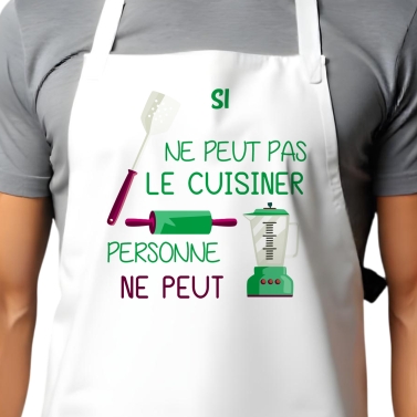 Tablier adulte blanc cuisiner personnalisé