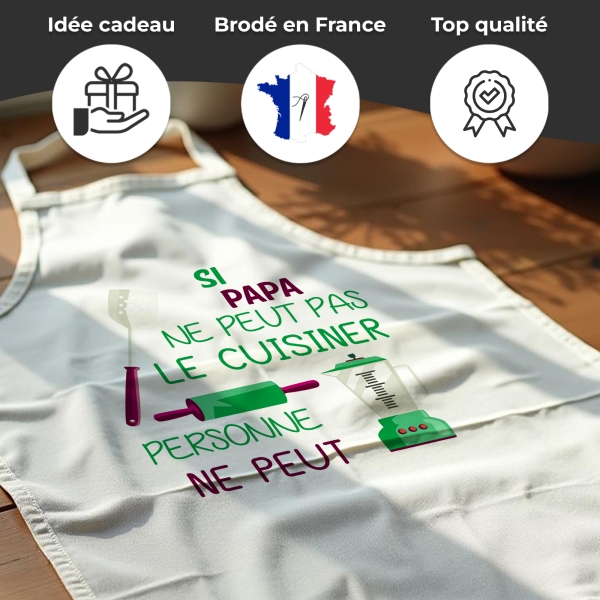 Tablier adulte blanc cuisiner personnalisé