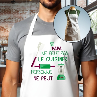 Tablier adulte blanc cuisiner personnalisé