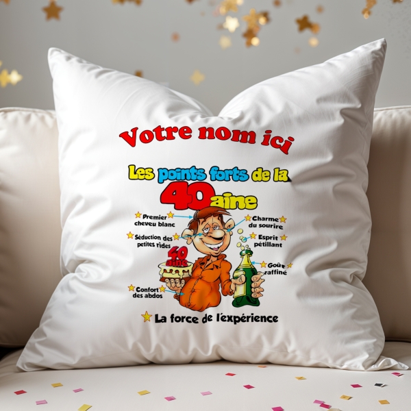 Coussin Anniversaire 40 ans homme