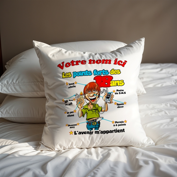 Coussin Anniversaire 18 ans homme