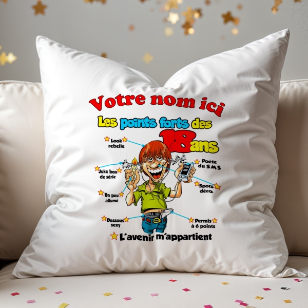 Coussin Anniversaire 18 ans homme