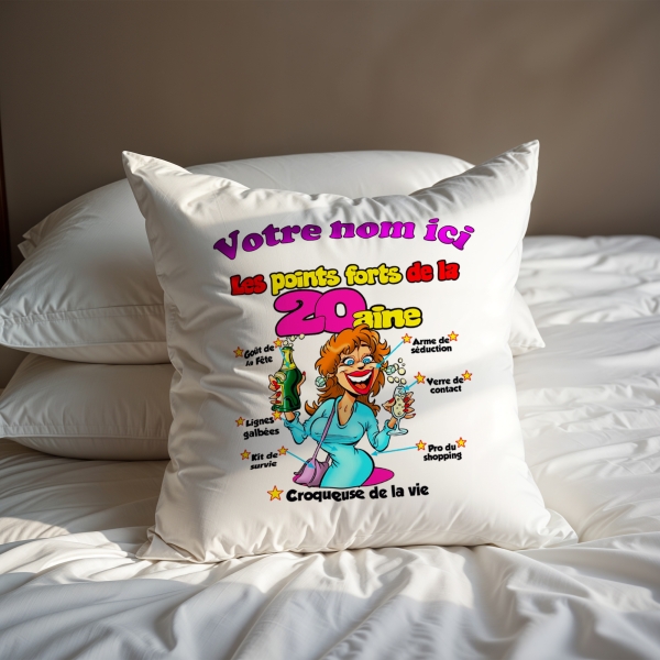 Coussin Anniversaire 20 ans femme