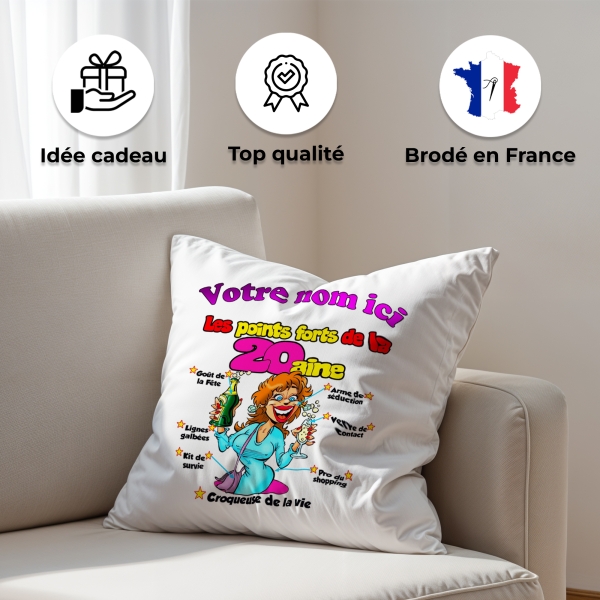Coussin Anniversaire 20 ans femme