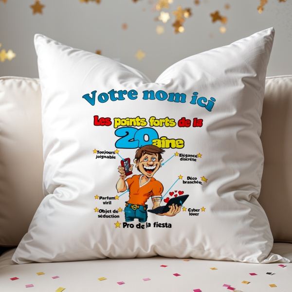 Coussin Anniversaire 20 ans homme