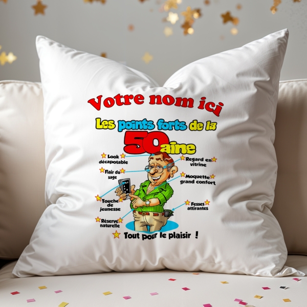 Coussin Anniversaire 50 ans homme