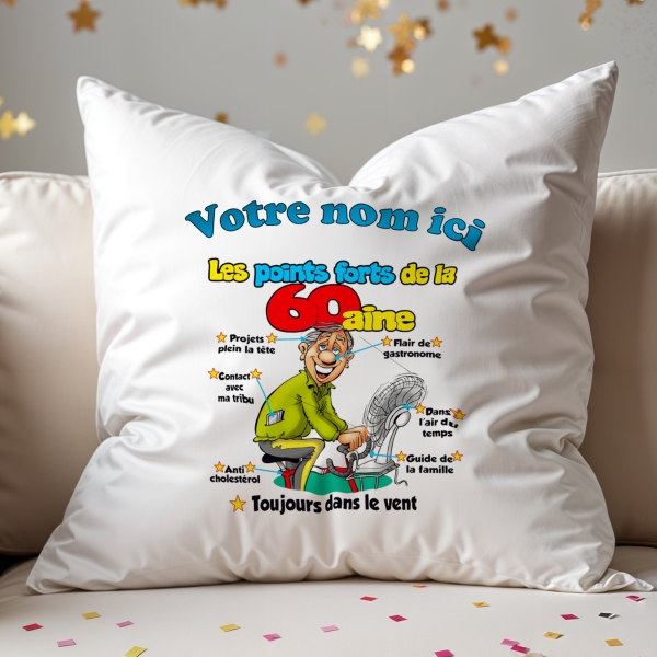 Coussin Anniversaire 60 ans homme
