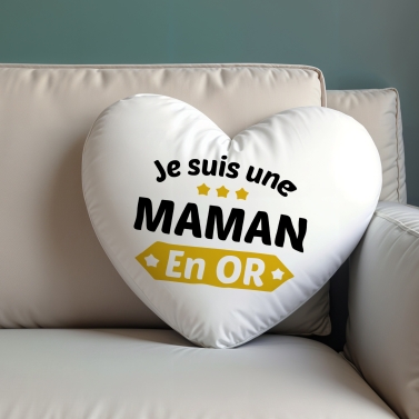 Coussin coeur je suis une Maman en or