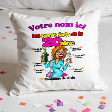 Coussin Anniversaire 20 ans femme