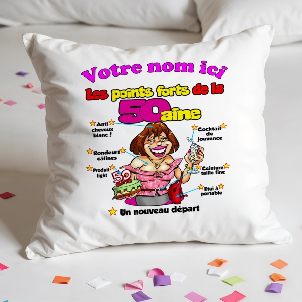 Coussin Anniversaire 50 ans femme