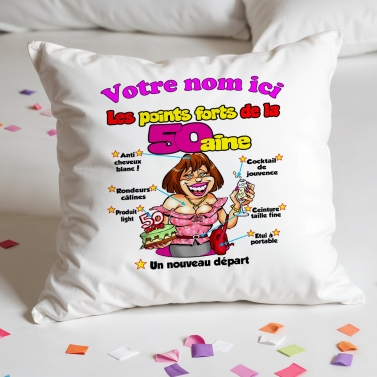 Coussin Anniversaire 50 ans femme