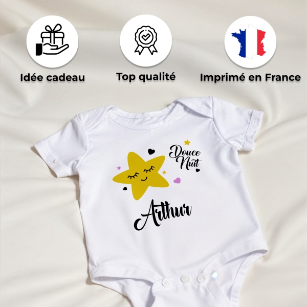 body bébé personnalisé prénom étoile