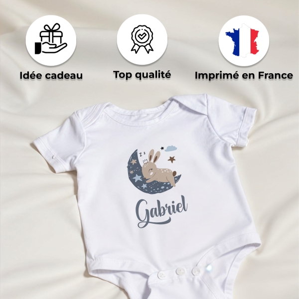 body bébé personnalisé prénom lune