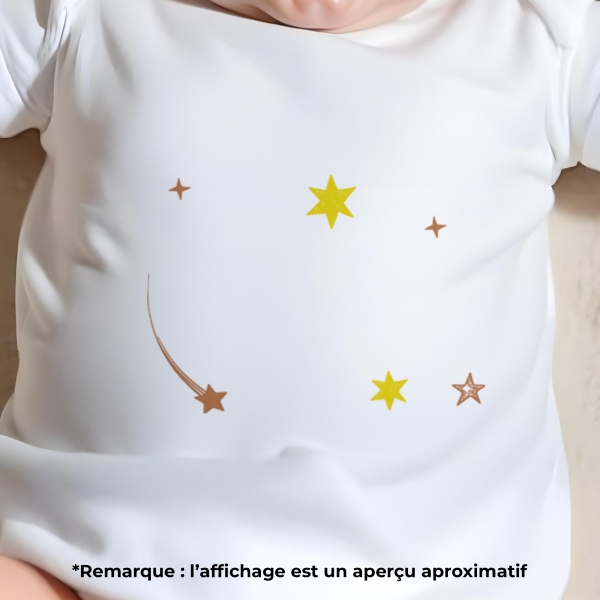 body bébé personnalisé prénom étoile filantes