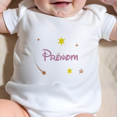 body bébé personnalisé prénom étoile filantes