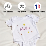 body bébé personnalisé prénom étoile filantes