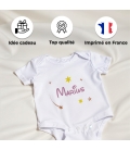 body bébé personnalisé prénom étoile filantes