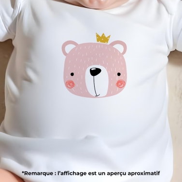body bébé personnalisé prénom ours rose