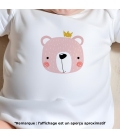 body bébé personnalisé prénom ours rose