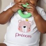 body bébé personnalisé prénom ours rose