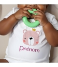 body bébé personnalisé prénom ours rose