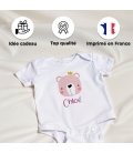body bébé personnalisé prénom ours rose