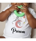 body bébé personnalisé prénom lune rose