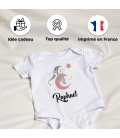 body bébé personnalisé prénom lune rose