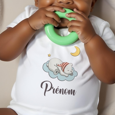 body bébé personnalisé prénom nuage