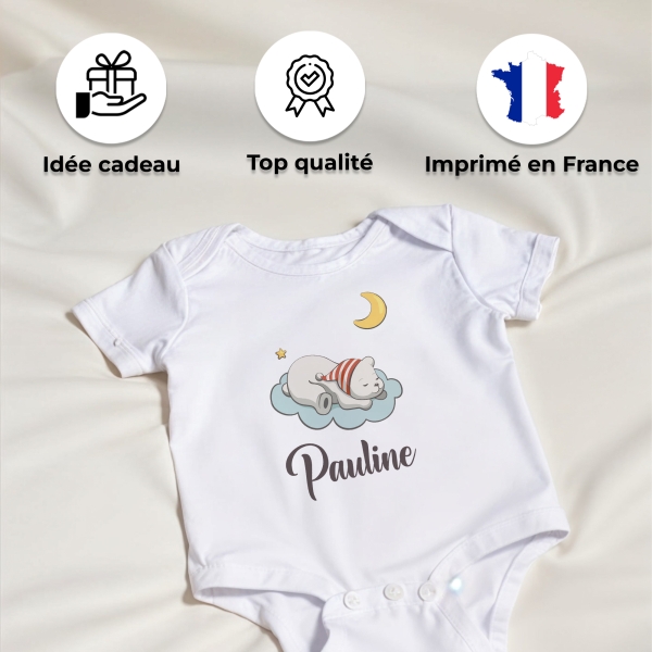 body bébé personnalisé prénom nuage