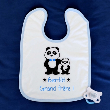 Bavoir bleu annonce grossesse personnalisable