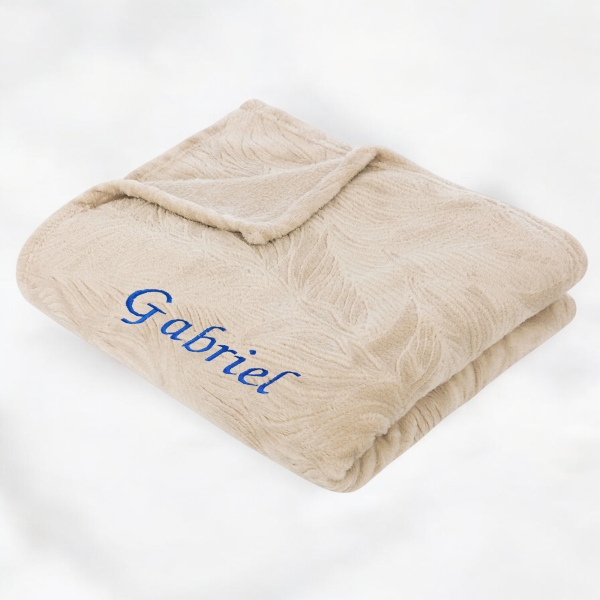 Plaid microfibre Beige personnalisé