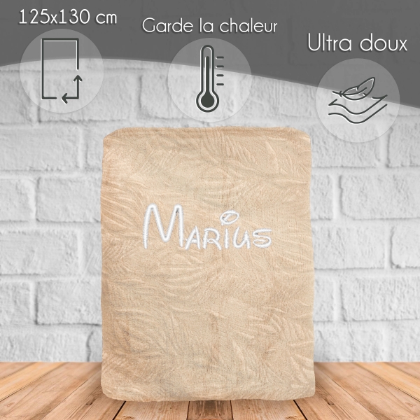 Plaid microfibre Beige personnalisé