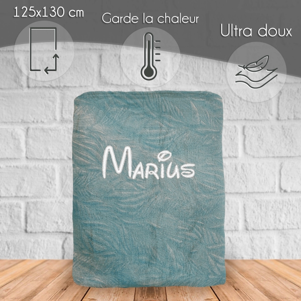 Plaid microfibre Bleu personnalisé