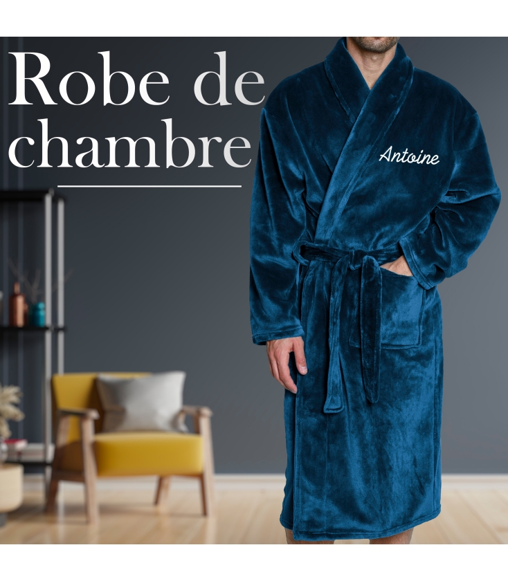 Peignoir Homme Long Avec Capuche – En Polyester Doux – 2 Poches – Pour La Maison, Plage, Spa – Printemps/été - 8