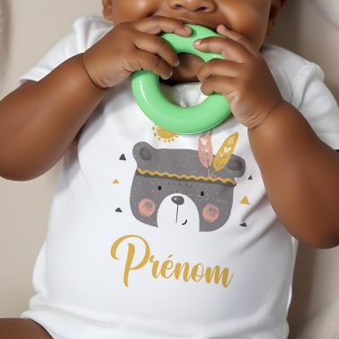 body bébé personnalisé prénom ours