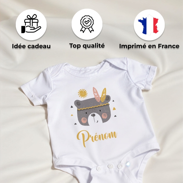 body bébé personnalisé prénom ours