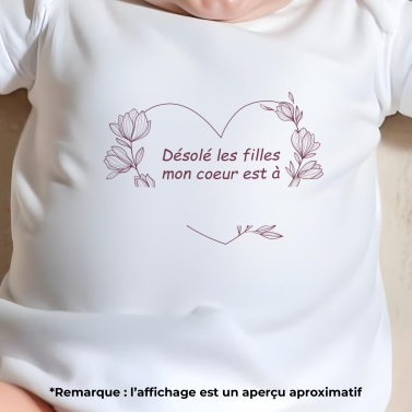 body bébé personnalisé mon cœur est à....