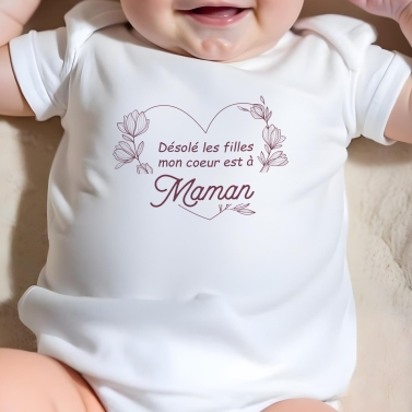 body bébé personnalisé mon cœur est à....