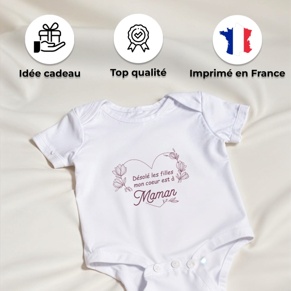 body bébé personnalisé mon cœur est à....