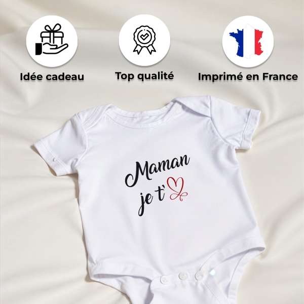 body bébé personnalisé maman je t'aime