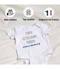 body bébé personnalisé papa à toujours raison