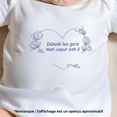 body bébé personnalisé mon coeur..
