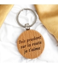 Porte-clés rond en bois personnalisé - Texte à graver