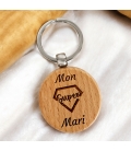Porte-clés rond en bois personnalisé - Modèle Super